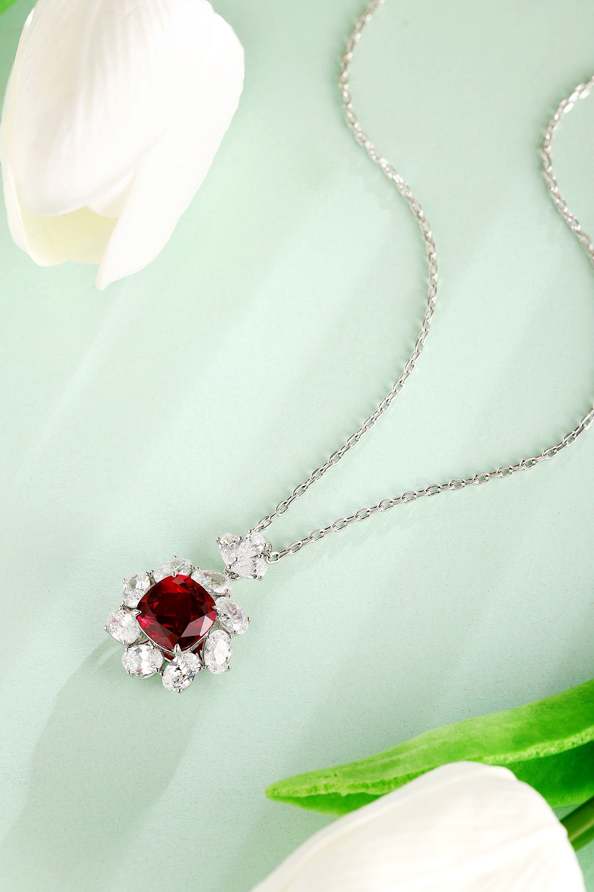 Pirmiana New S925 Silver 5.8ct Lad Grown Ruby Necklace High Fine Jewelry for Women Party Gift