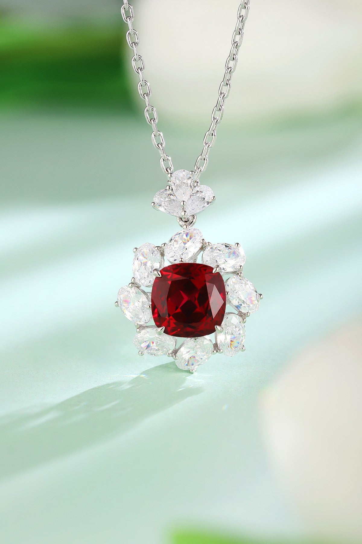 Pirmiana New S925 Silver 5.8ct Lad Grown Ruby Necklace High Fine Jewelry for Women Party Gift