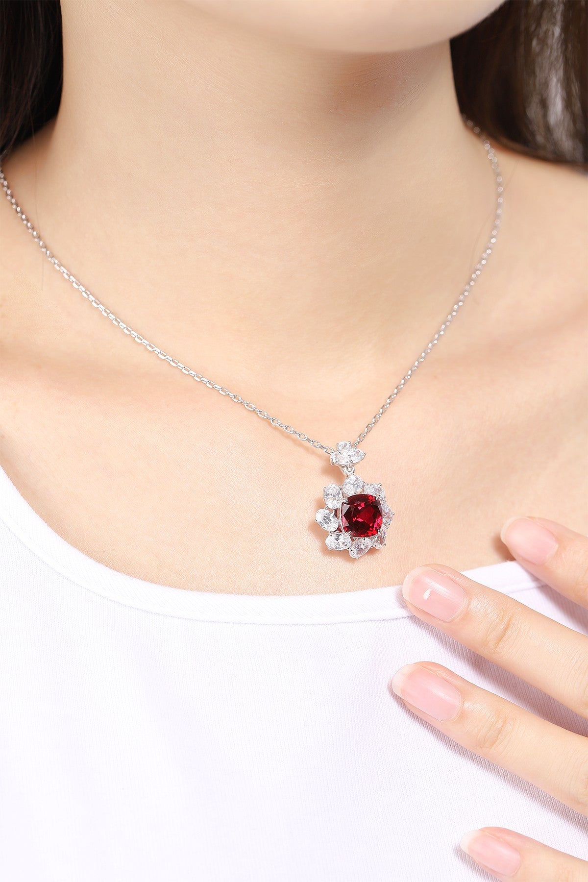 Pirmiana New S925 Silver 5.8ct Lad Grown Ruby Necklace High Fine Jewelry for Women Party Gift