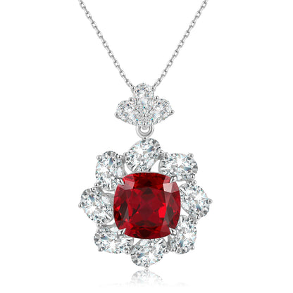 Pirmiana New S925 Silver 5.8ct Lad Grown Ruby Necklace High Fine Jewelry for Women Party Gift