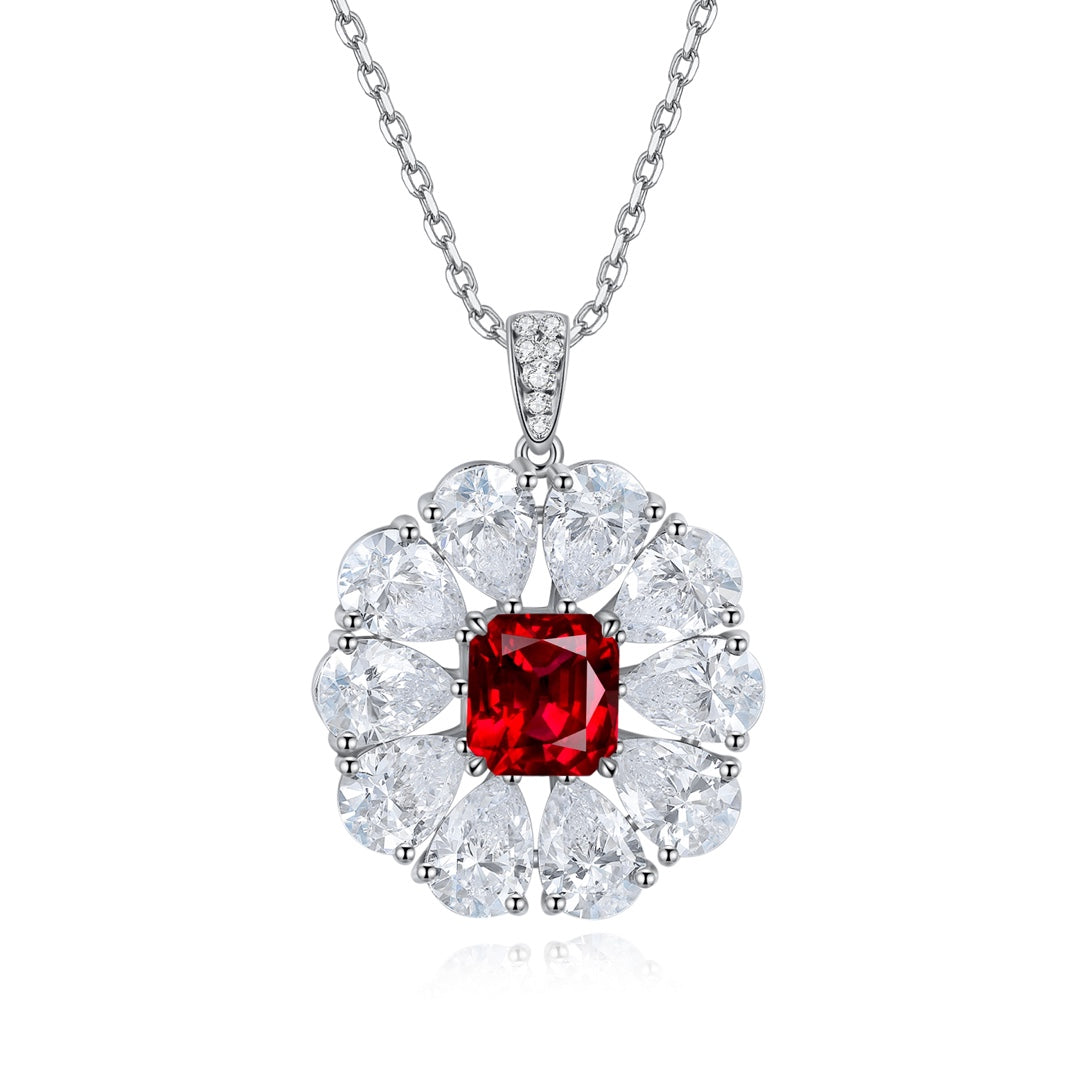 Pirmiana New S925 Silver 2.2ct Lad Grown Ruby Necklace High Fine Jewelry for Women Party Gift