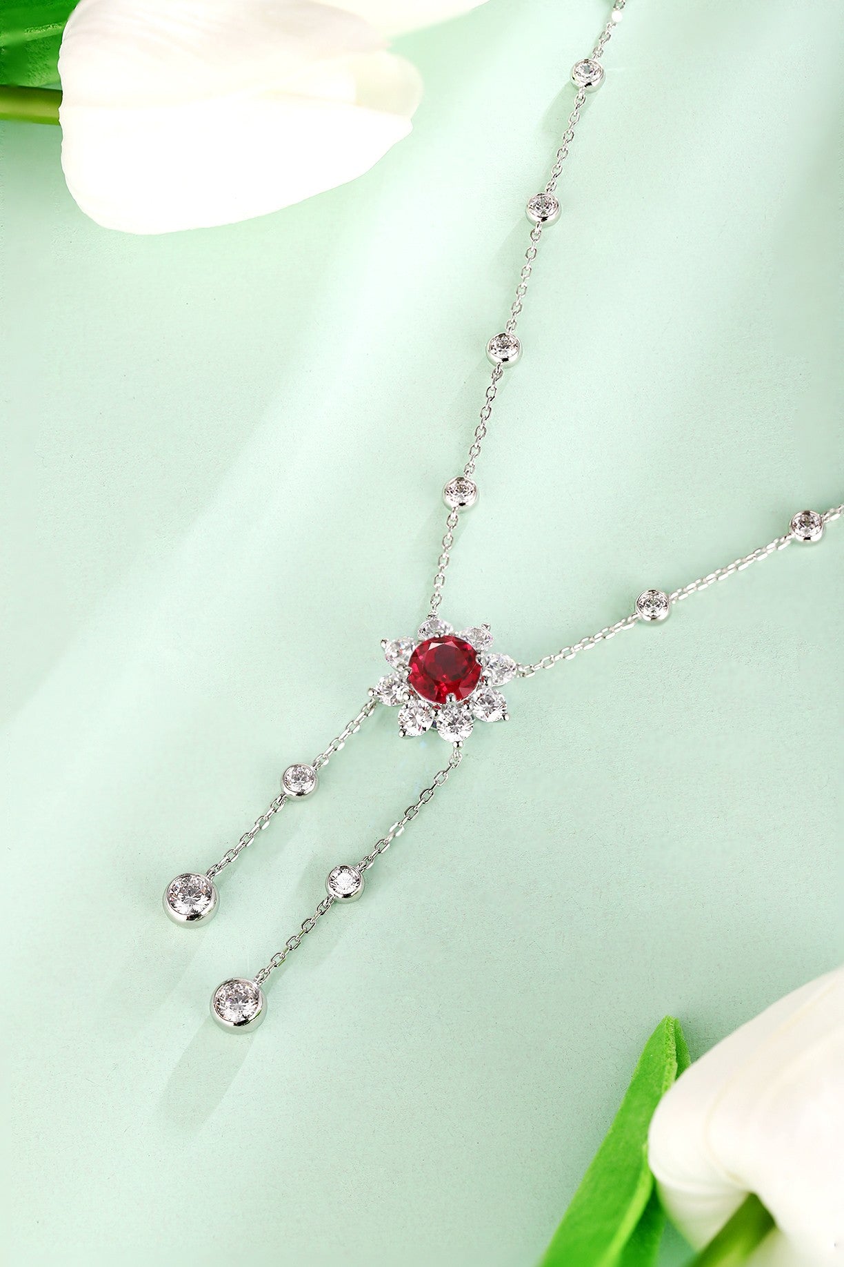 Pirmiana New S925 Silver 3.5ct Lad Grown Ruby Necklace High Fine Jewelry for Women Party Gift