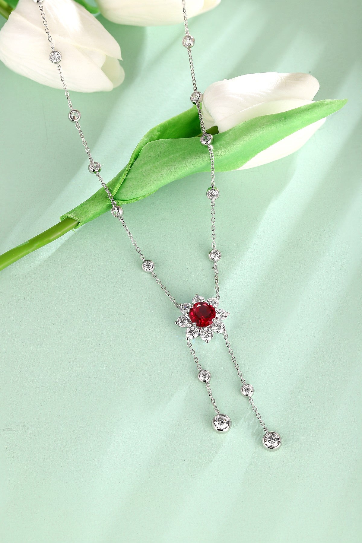 Pirmiana New S925 Silver 3.5ct Lad Grown Ruby Necklace High Fine Jewelry for Women Party Gift