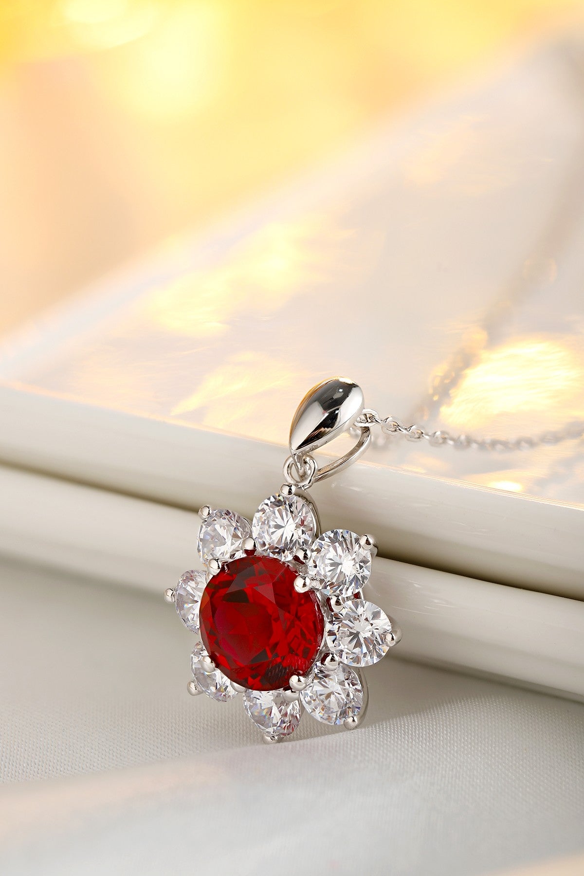 Pirmiana New S925 Silver 3.896ct Lad Grown Ruby Necklace High Fine Jewelry for Women Party Gift