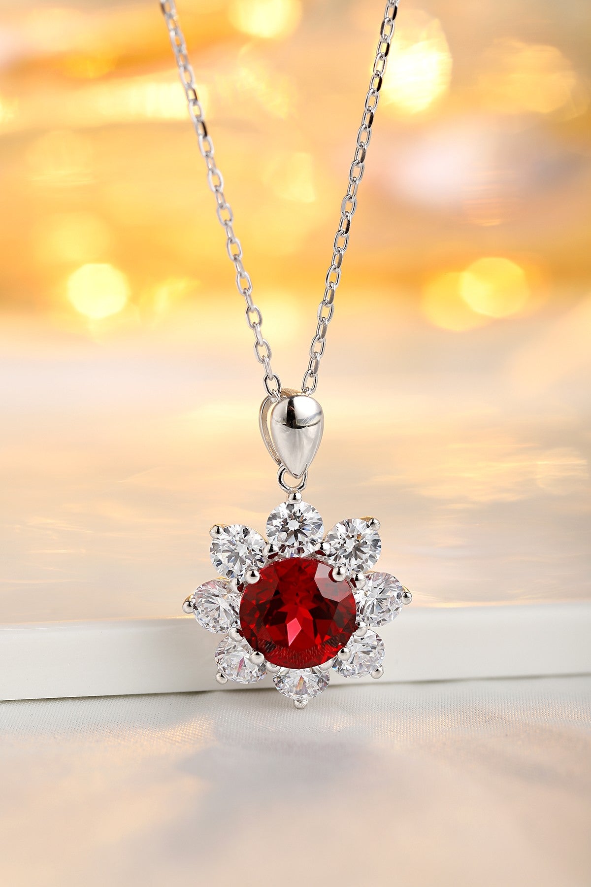 Pirmiana New S925 Silver 3.896ct Lad Grown Ruby Necklace High Fine Jewelry for Women Party Gift
