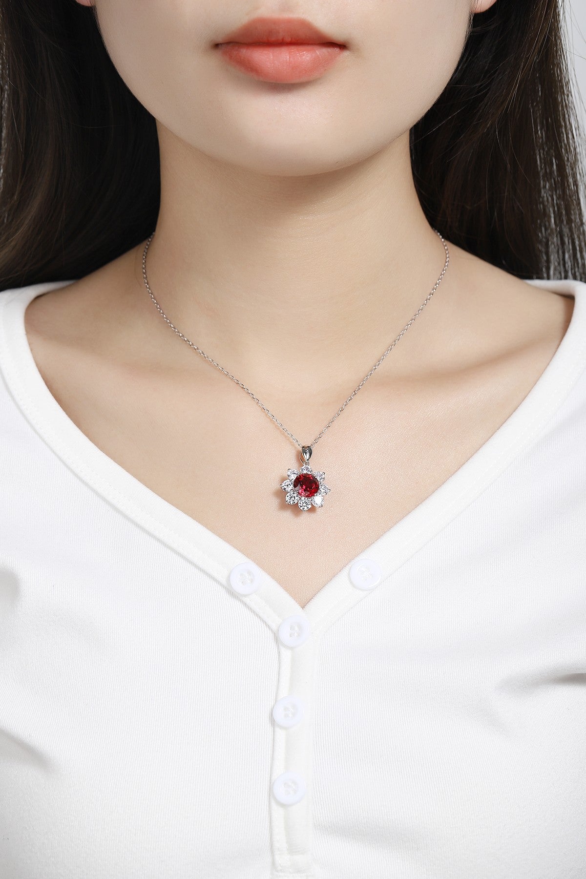 Pirmiana New S925 Silver 3.896ct Lad Grown Ruby Necklace High Fine Jewelry for Women Party Gift