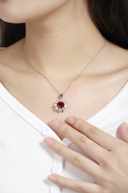 Pirmiana New S925 Silver 3.896ct Lad Grown Ruby Necklace High Fine Jewelry for Women Party Gift