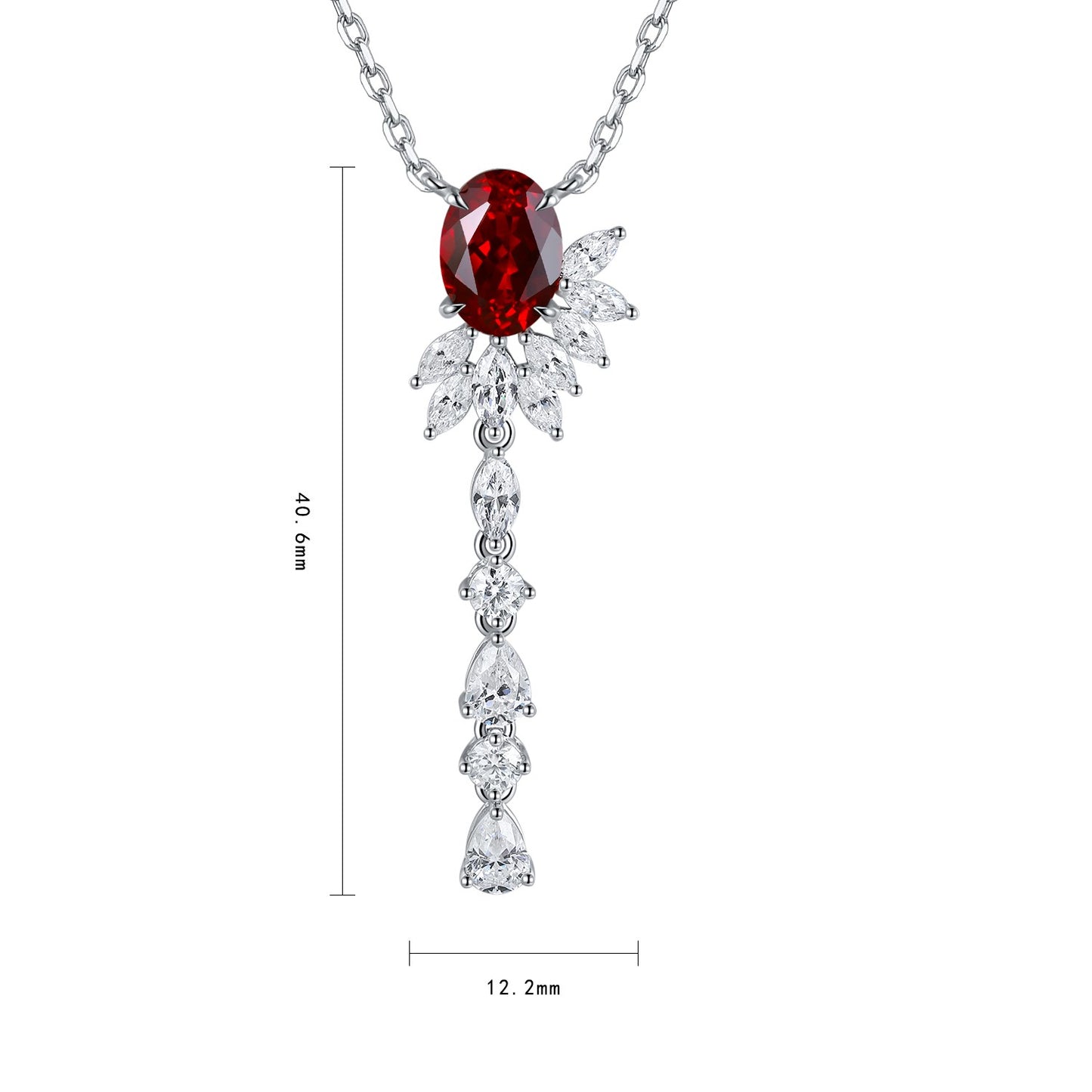 Pirmiana New S925 Silver 2.22ct Lad Grown Ruby Necklace High Fine Jewelry for Women Party Gift