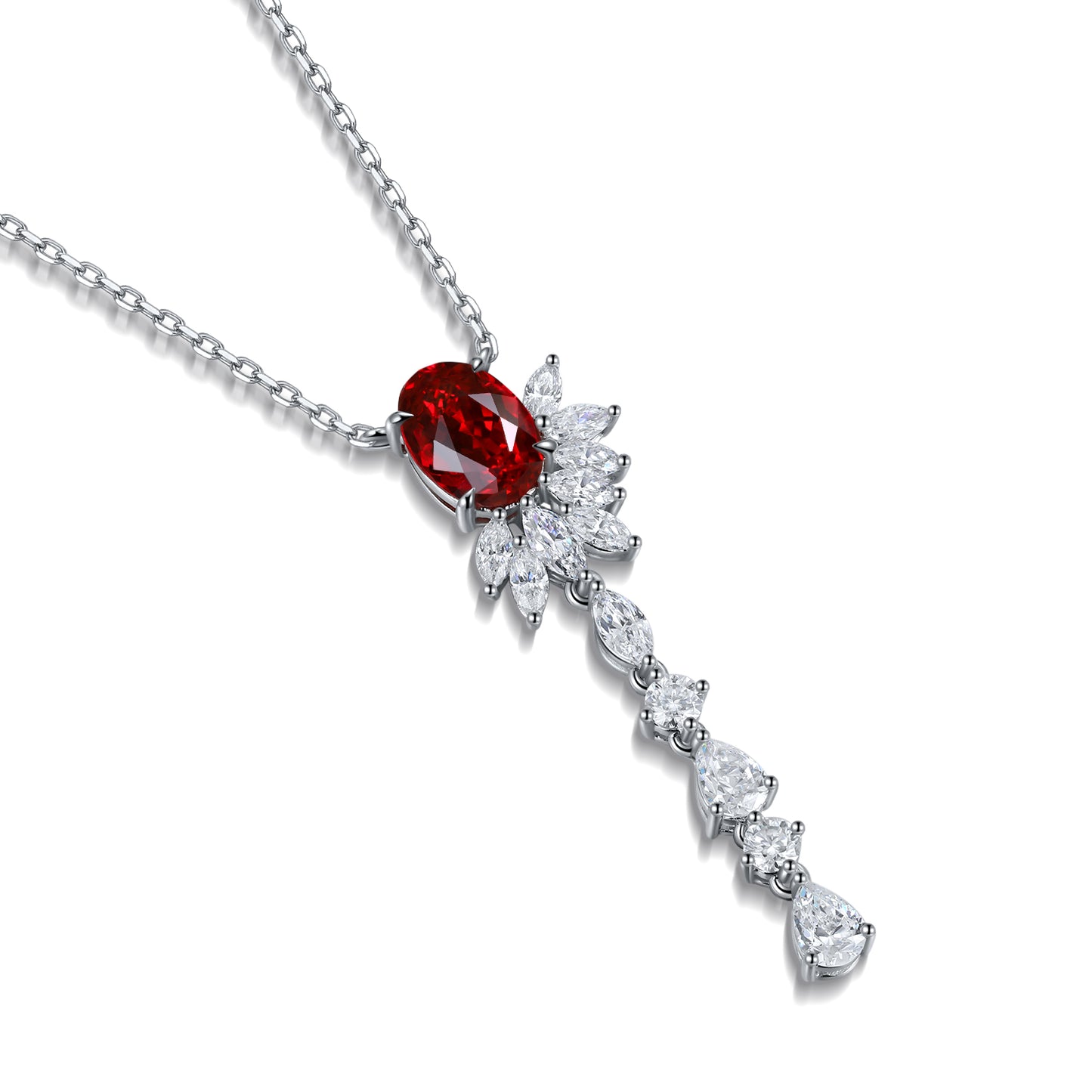 Pirmiana New S925 Silver 2.22ct Lad Grown Ruby Necklace High Fine Jewelry for Women Party Gift