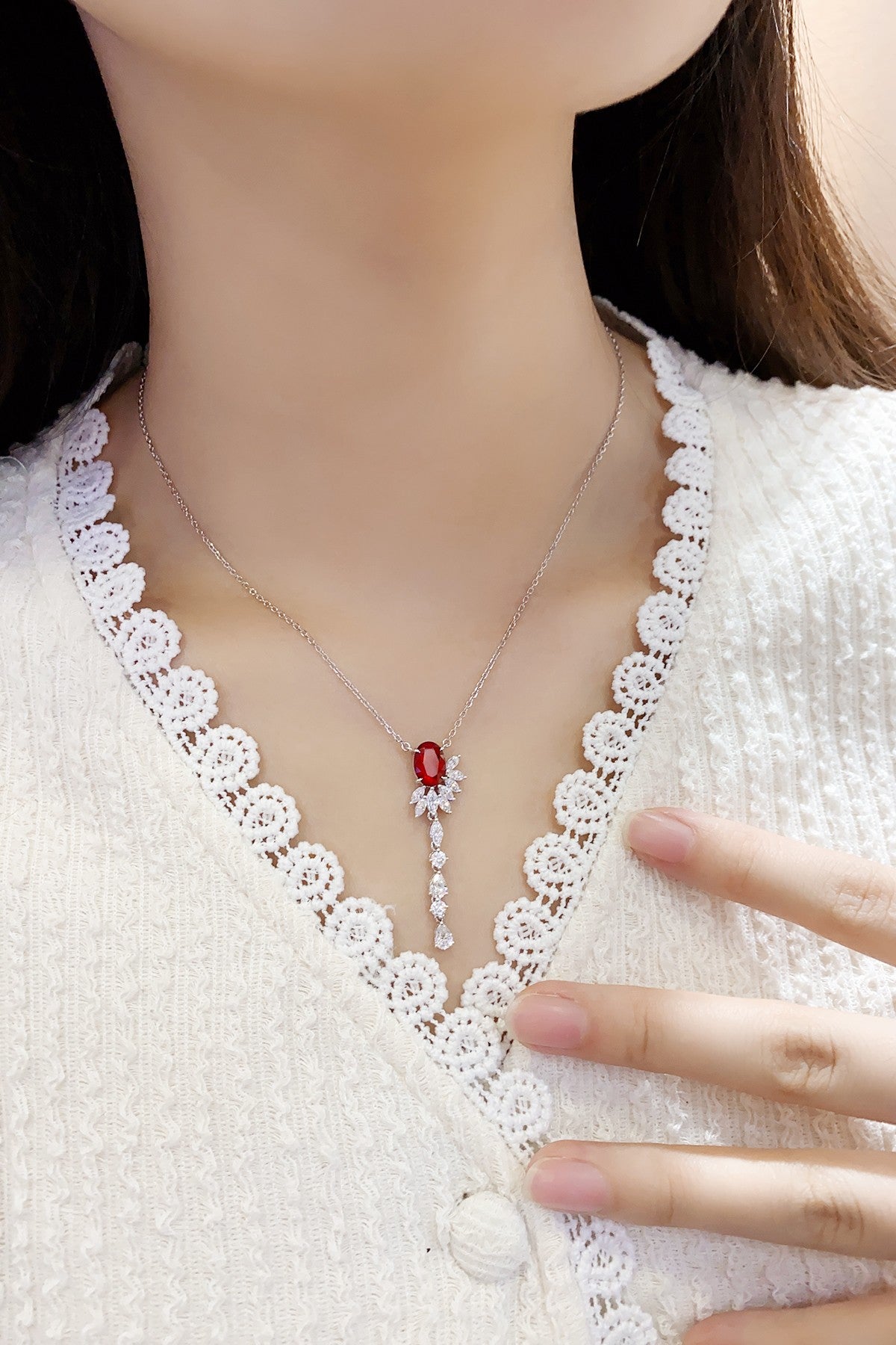 Pirmiana New S925 Silver 2.22ct Lad Grown Ruby Necklace High Fine Jewelry for Women Party Gift