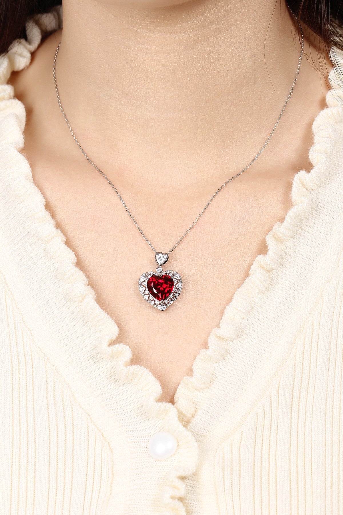 Pirmiana New S925 Silver 7.03ct Lad Grown Ruby Necklace High Fine Jewelry for Women Party Gift