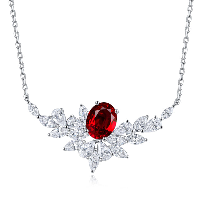 Pirmiana New S925 Silver 2.72ct Lad Grown Ruby Necklace High Fine Jewelry for Women Party Gift