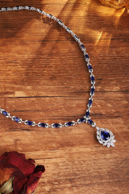 Pirmiana 2024 New Fashion S925 Silver Necklace 24.36ct Lab Grown Sapphire Pendants Necklace Jewelry For Wedding Party Gift