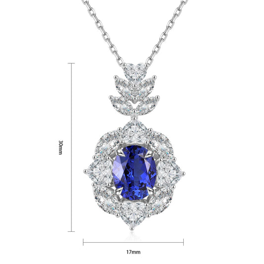 Pirmiana 2024 New Fashion S925 Silver Necklace 3.71ct Lab Grown Sapphire Pendants Necklace Jewelry For Wedding Party Gift