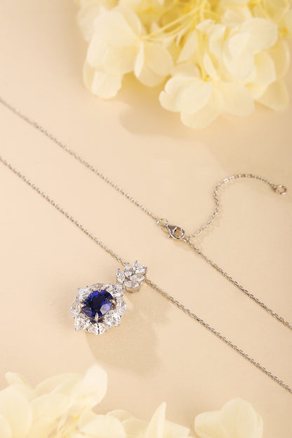 Pirmiana 2024 New Fashion S925 Silver Necklace 3.71ct Lab Grown Sapphire Pendants Necklace Jewelry For Wedding Party Gift