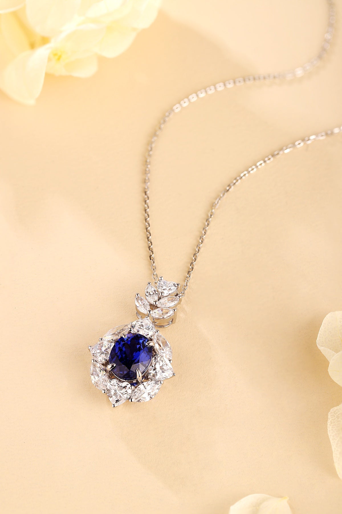 Pirmiana 2024 New Fashion S925 Silver Necklace 3.71ct Lab Grown Sapphire Pendants Necklace Jewelry For Wedding Party Gift