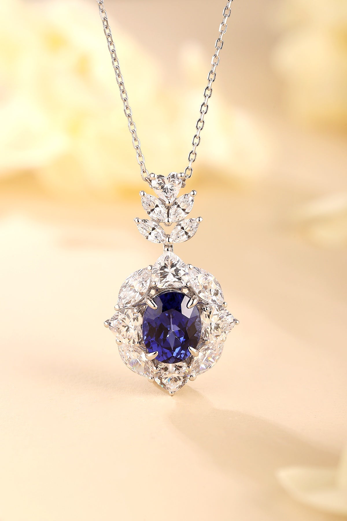 Pirmiana 2024 New Fashion S925 Silver Necklace 3.71ct Lab Grown Sapphire Pendants Necklace Jewelry For Wedding Party Gift
