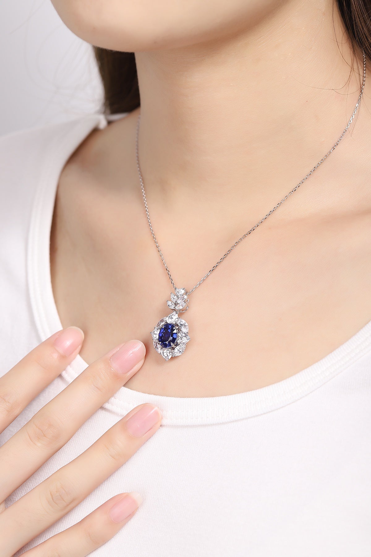 Pirmiana 2024 New Fashion S925 Silver Necklace 3.71ct Lab Grown Sapphire Pendants Necklace Jewelry For Wedding Party Gift