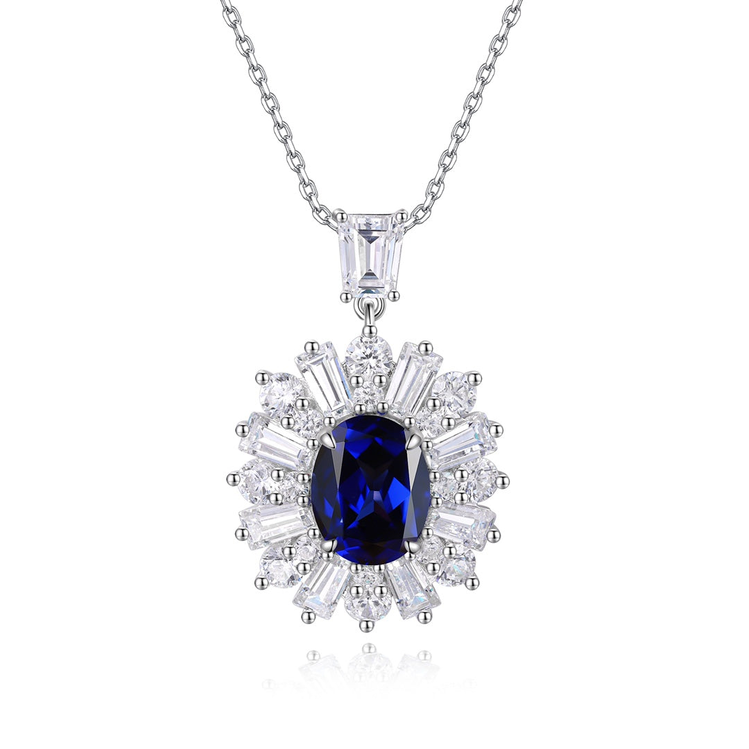 Pirmiana 2024 New Fashion S925 Silver Necklace 4.324ct Lab Grown Sapphire Pendants Necklace Jewelry For Wedding Party Gift