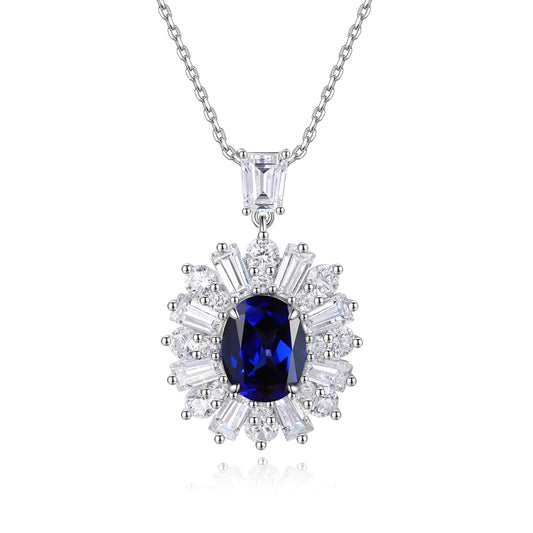 Pirmiana 2024 New Fashion S925 Silver Necklace 4.324ct Lab Grown Sapphire Pendants Necklace Jewelry For Wedding Party Gift