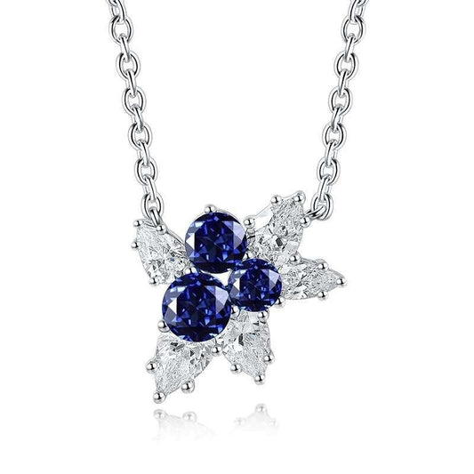Pirmiana 2024 New Fashion S925 Silver Necklace 0.89ct Lab Grown Sapphire Pendants Necklace Jewelry For Wedding Party Gift