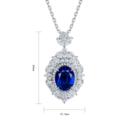 Pirmiana 2024 New Fashion S925 Silver Necklace 3.59ct Lab Grown Sapphire Pendants Necklace Jewelry For Wedding Party Gift