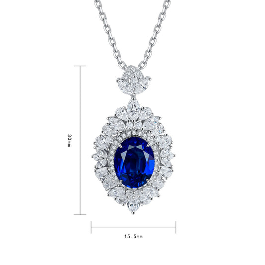 Pirmiana 2024 New Fashion S925 Silver Necklace 3.59ct Lab Grown Sapphire Pendants Necklace Jewelry For Wedding Party Gift