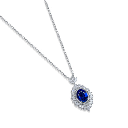 Pirmiana 2024 New Fashion S925 Silver Necklace 3.59ct Lab Grown Sapphire Pendants Necklace Jewelry For Wedding Party Gift