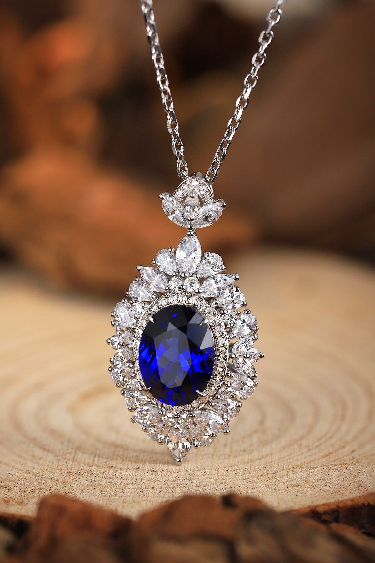 Pirmiana 2024 New Fashion S925 Silver Necklace 3.59ct Lab Grown Sapphire Pendants Necklace Jewelry For Wedding Party Gift