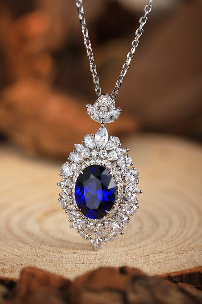 Pirmiana 2024 New Fashion S925 Silver Necklace 3.59ct Lab Grown Sapphire Pendants Necklace Jewelry For Wedding Party Gift