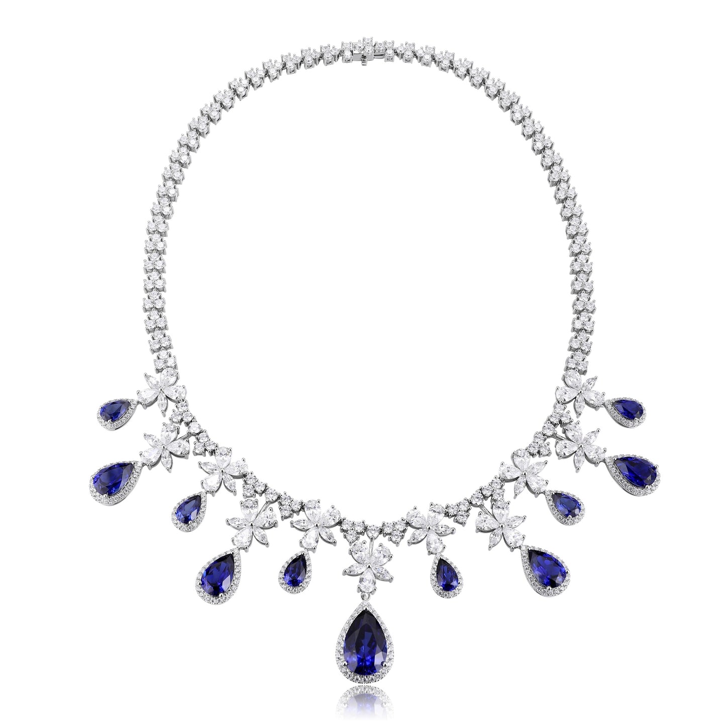 Pirmiana 2024 New Fashion S925 Silver Necklace 27.335ct Lab Grown Sapphire Pendants Necklace Jewelry For Wedding Party Gift