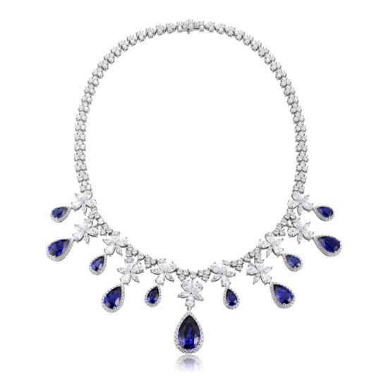 Pirmiana 2024 New Fashion S925 Silver Necklace 27.335ct Lab Grown Sapphire Pendants Necklace Jewelry For Wedding Party Gift