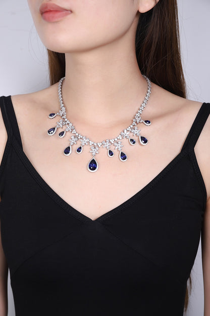 Pirmiana 2024 New Fashion S925 Silver Necklace 27.335ct Lab Grown Sapphire Pendants Necklace Jewelry For Wedding Party Gift