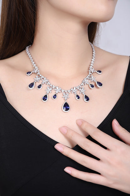Pirmiana 2024 New Fashion S925 Silver Necklace 27.335ct Lab Grown Sapphire Pendants Necklace Jewelry For Wedding Party Gift