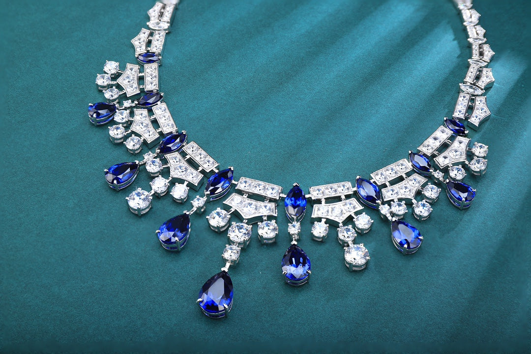 Pirmiana 2024 New Fashion S925 Silver Necklace 53.41ct Lab Grown Sapphire Pendants Necklace Jewelry For Wedding Party Gift