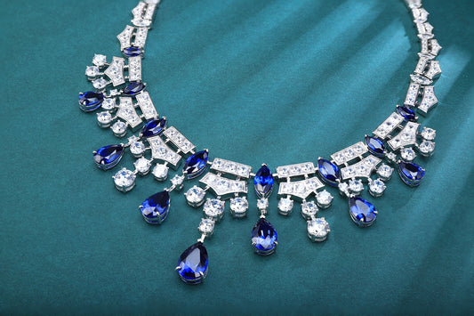 Pirmiana 2024 New Fashion S925 Silver Necklace 53.41ct Lab Grown Sapphire Pendants Necklace Jewelry For Wedding Party Gift
