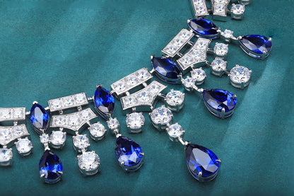 Pirmiana 2024 New Fashion S925 Silver Necklace 53.41ct Lab Grown Sapphire Pendants Necklace Jewelry For Wedding Party Gift
