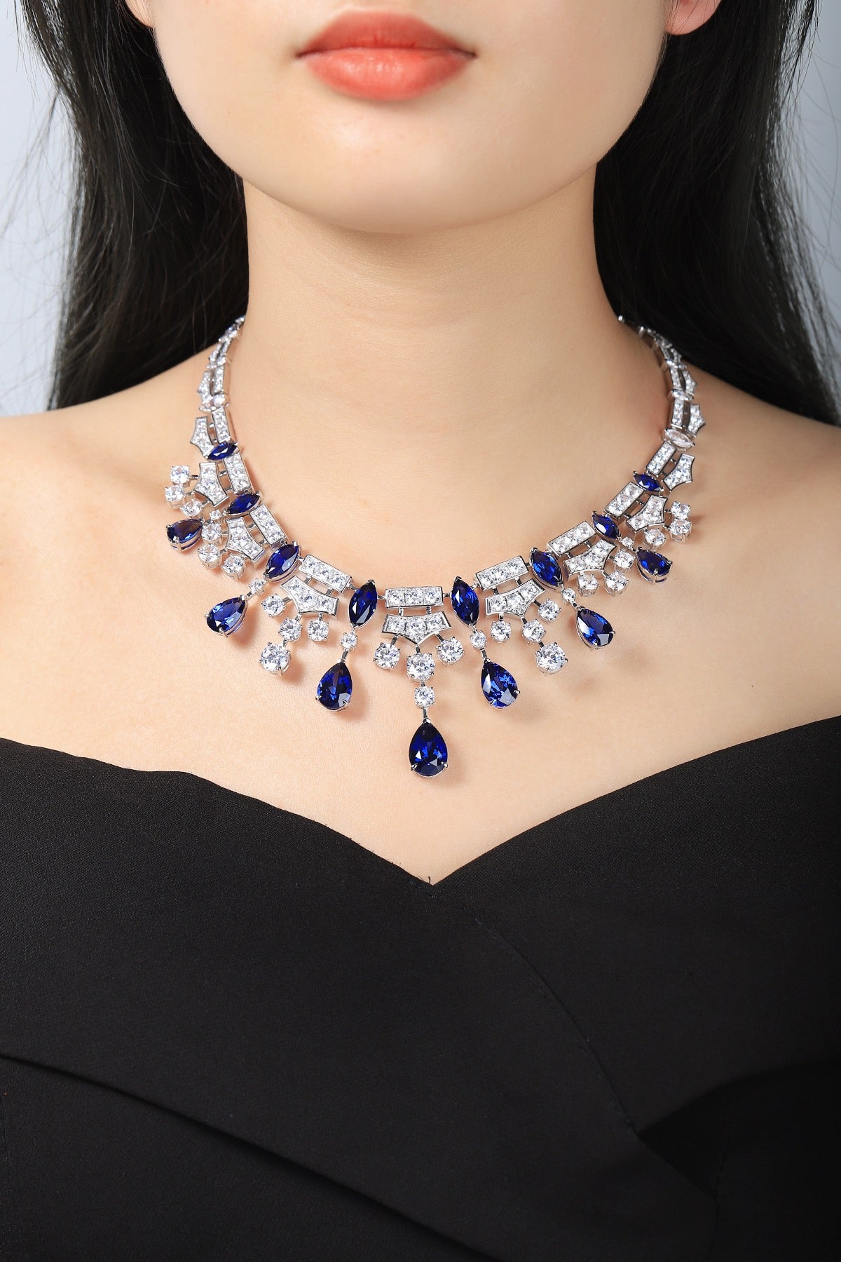 Pirmiana 2024 New Fashion S925 Silver Necklace 53.41ct Lab Grown Sapphire Pendants Necklace Jewelry For Wedding Party Gift