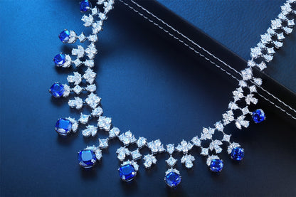 Pirmiana 2024 New Fashion S925 Silver Necklace 32.04ct Lab Grown Sapphire Pendants Necklace Jewelry For Wedding Party Gift