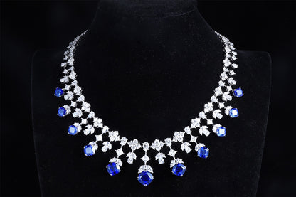 Pirmiana 2024 New Fashion S925 Silver Necklace 32.04ct Lab Grown Sapphire Pendants Necklace Jewelry For Wedding Party Gift