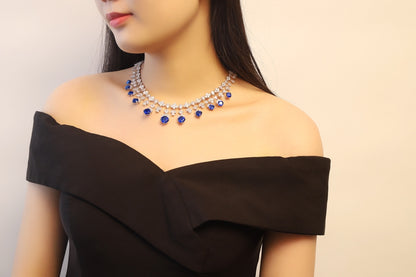 Pirmiana 2024 New Fashion S925 Silver Necklace 32.04ct Lab Grown Sapphire Pendants Necklace Jewelry For Wedding Party Gift