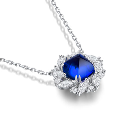 Pirmiana 2024 New Fashion S925 Silver Necklace 5.29ct Lab Grown Sapphire Pendants Necklace Jewelry For Wedding Party Gift