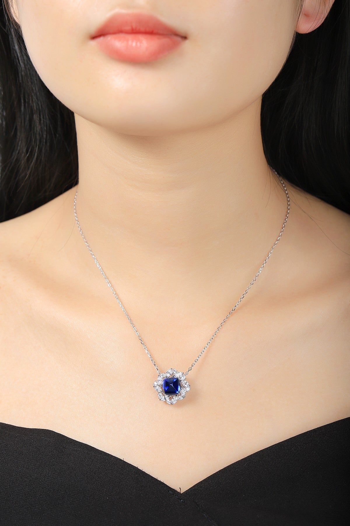 Pirmiana 2024 New Fashion S925 Silver Necklace 5.29ct Lab Grown Sapphire Pendants Necklace Jewelry For Wedding Party Gift
