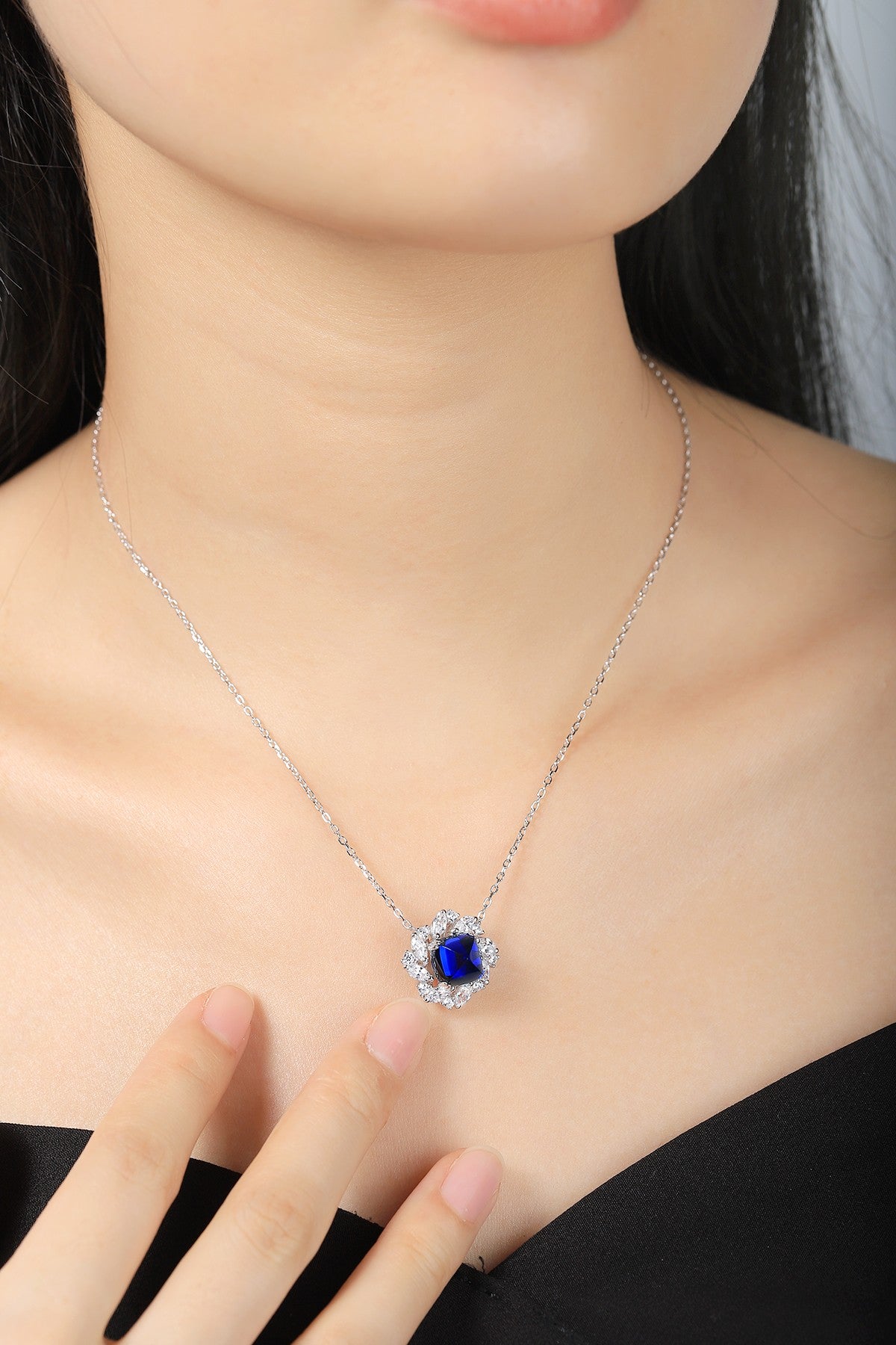 Pirmiana 2024 New Fashion S925 Silver Necklace 5.29ct Lab Grown Sapphire Pendants Necklace Jewelry For Wedding Party Gift