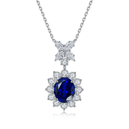 Pirmiana 2024 New Fashion S925 Silver Necklace 5.11ct Lab Grown Sapphire Pendants Necklace Jewelry For Wedding Party Gift