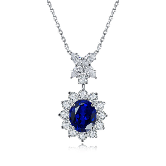 Pirmiana 2024 New Fashion S925 Silver Necklace 5.11ct Lab Grown Sapphire Pendants Necklace Jewelry For Wedding Party Gift