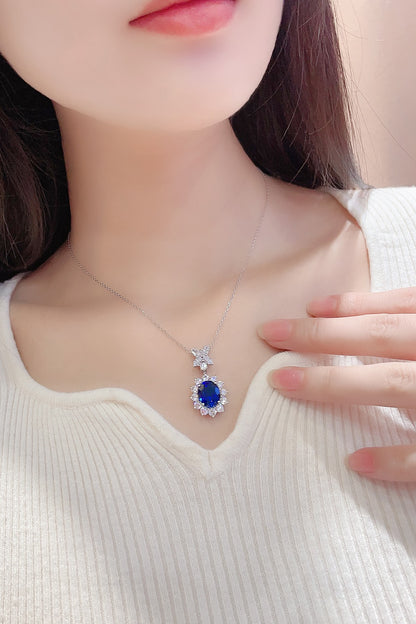 Pirmiana 2024 New Fashion S925 Silver Necklace 5.11ct Lab Grown Sapphire Pendants Necklace Jewelry For Wedding Party Gift