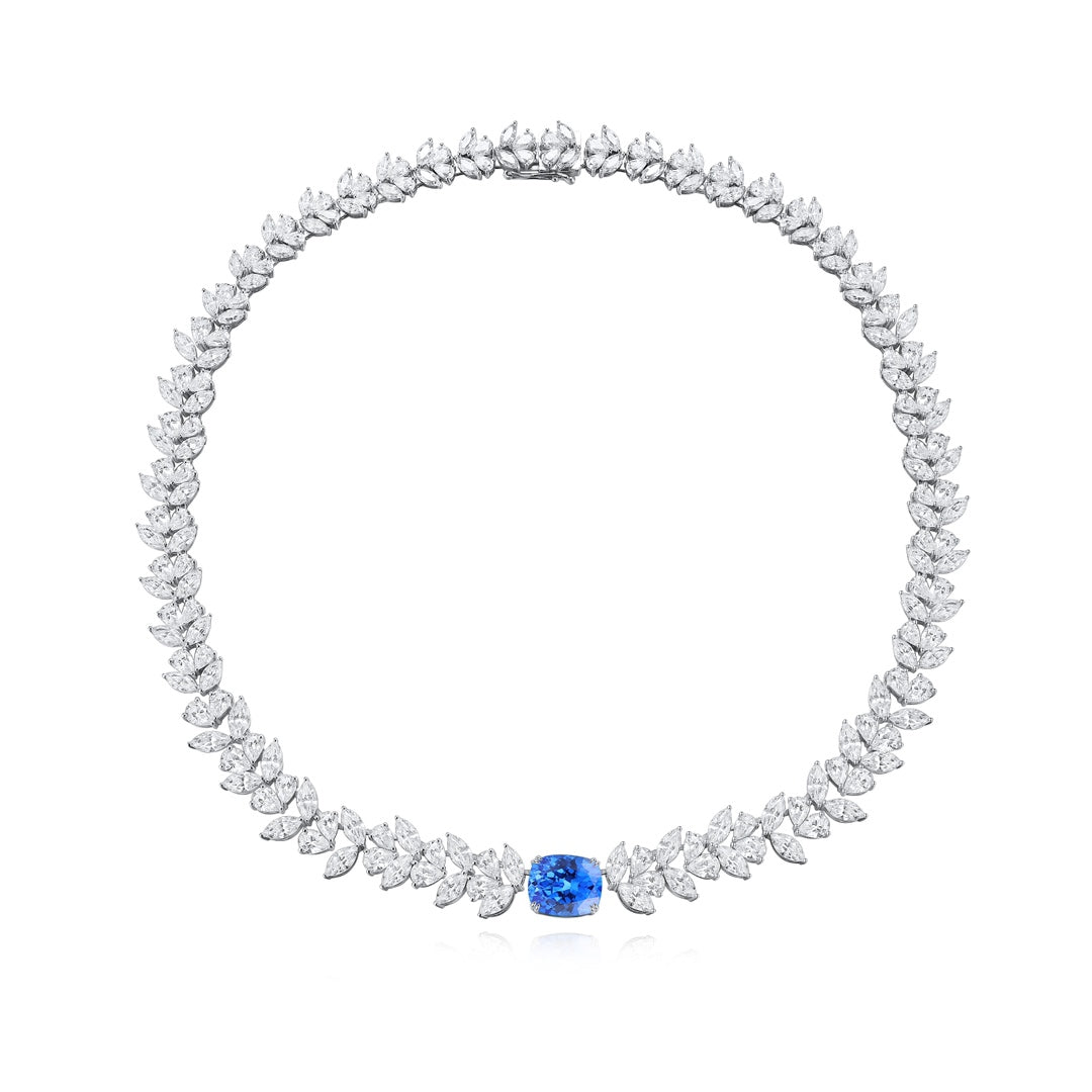 Pirmiana 2024 New Fashion S925 Silver Necklace 13.27ct Lab Grown Sapphire Pendants Necklace Jewelry For Wedding Party Gift