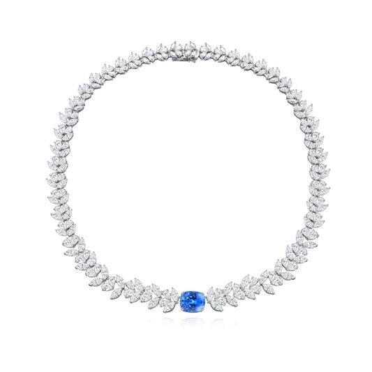 Pirmiana 2024 New Fashion S925 Silver Necklace 13.27ct Lab Grown Sapphire Pendants Necklace Jewelry For Wedding Party Gift