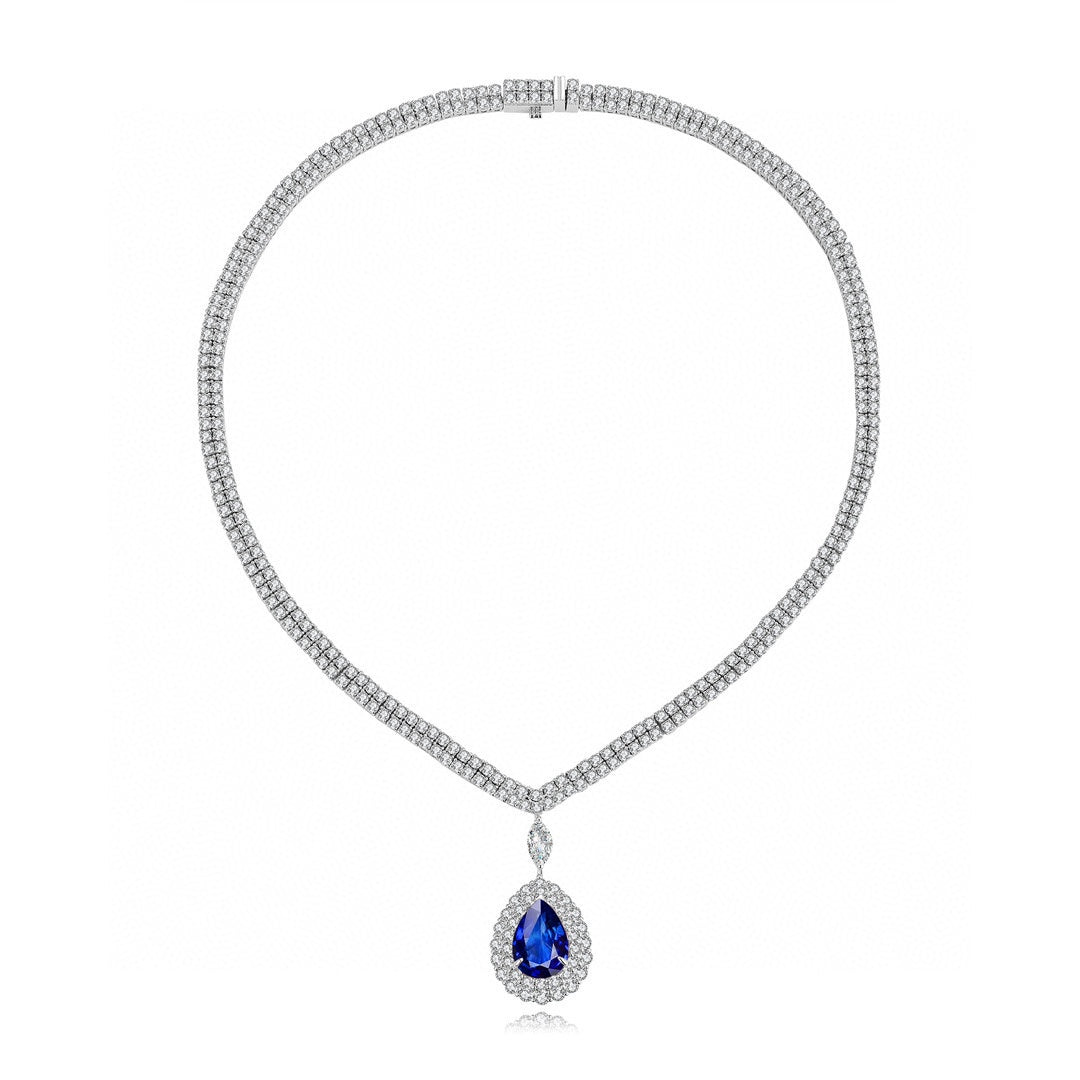 Pirmiana 2024 New Fashion S925 Silver Necklace 5.9ct Lab Grown Sapphire Pendants Necklace Jewelry For Wedding Party Gift